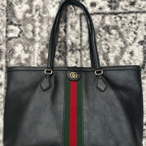 Gucci Calfskin Black Ophidia Tote (Medium) w/box